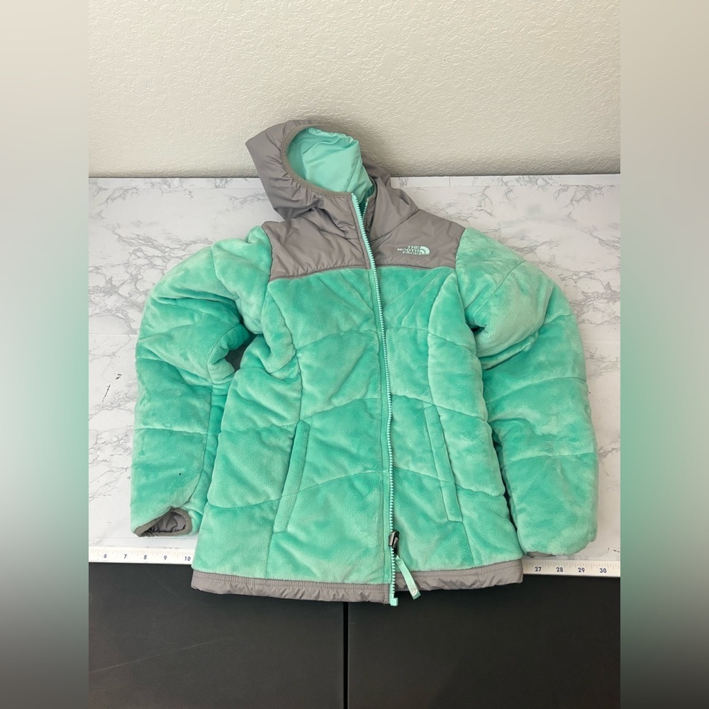The North Face® Womens Reversible Full Zip Puffer Coat Pink Sz XS Mint Green - Picture 2 of 5
